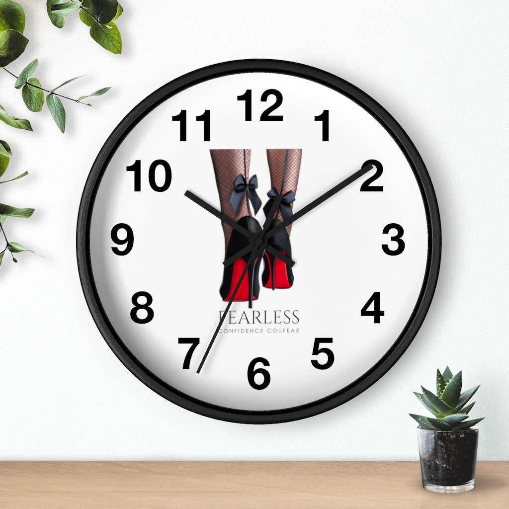 Fearless Confidence Coufeaux Red Bottoms & Bow Wall clock