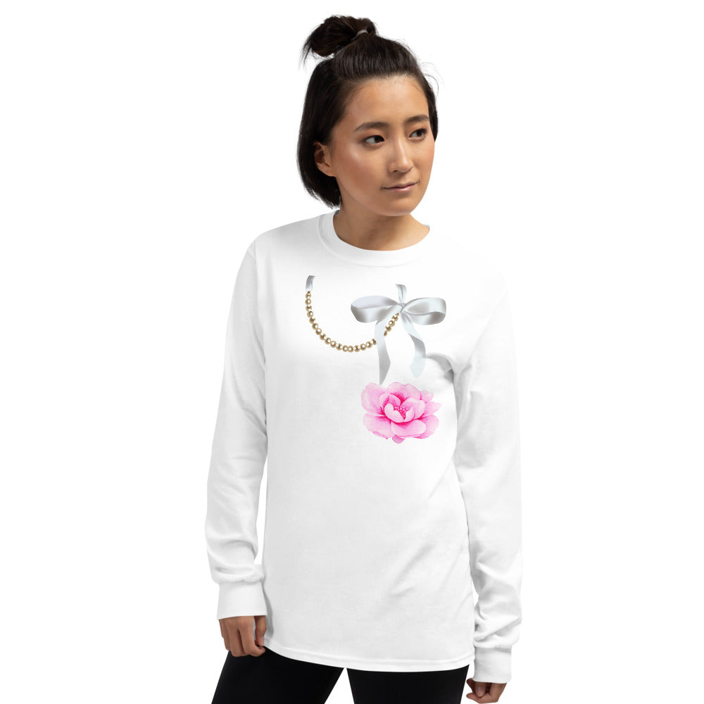 Pearl Necklace Long Sleeve Shirt - Fearless Confidence Coufeax™