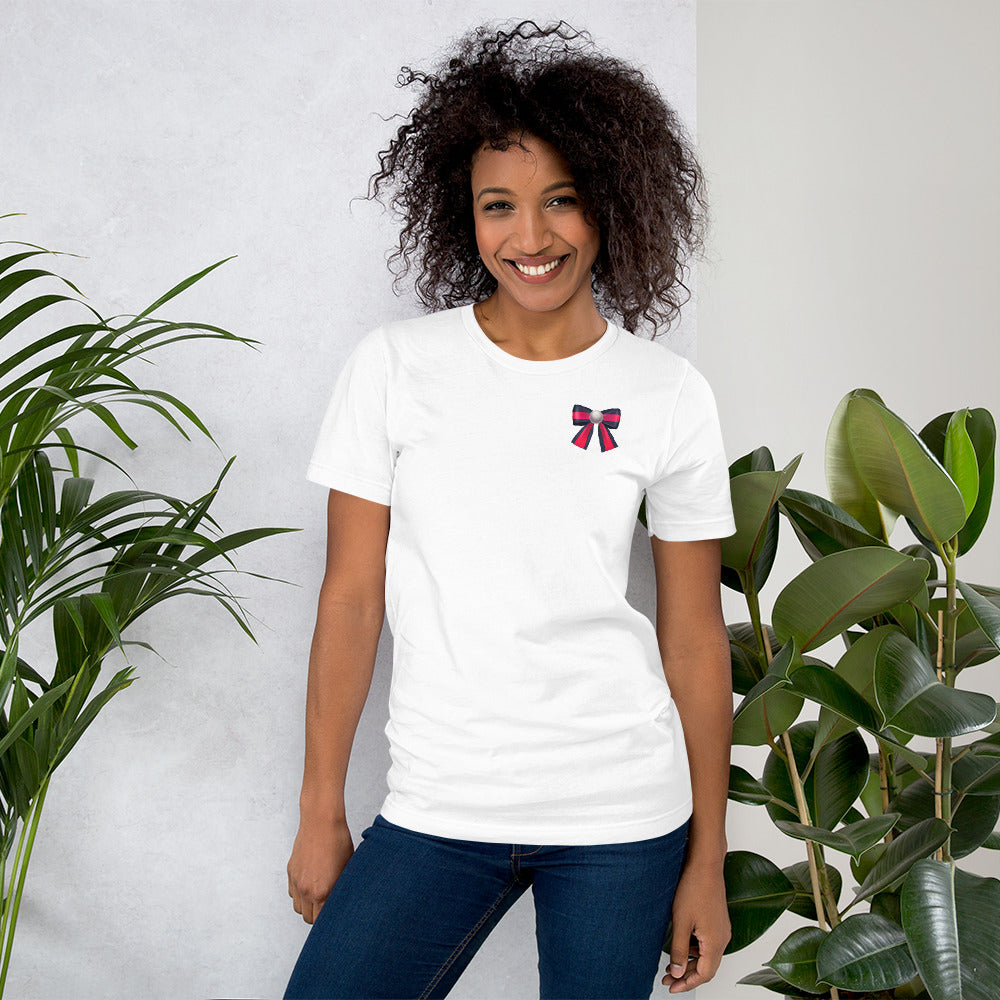 Pearl Colorblock Pocket Bow T-Shirt - Fearless Confidence Coufeax™