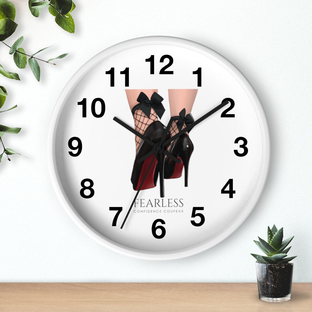Fearless Confidence Coufeaux Heels & Stockings & Bow Wall clock