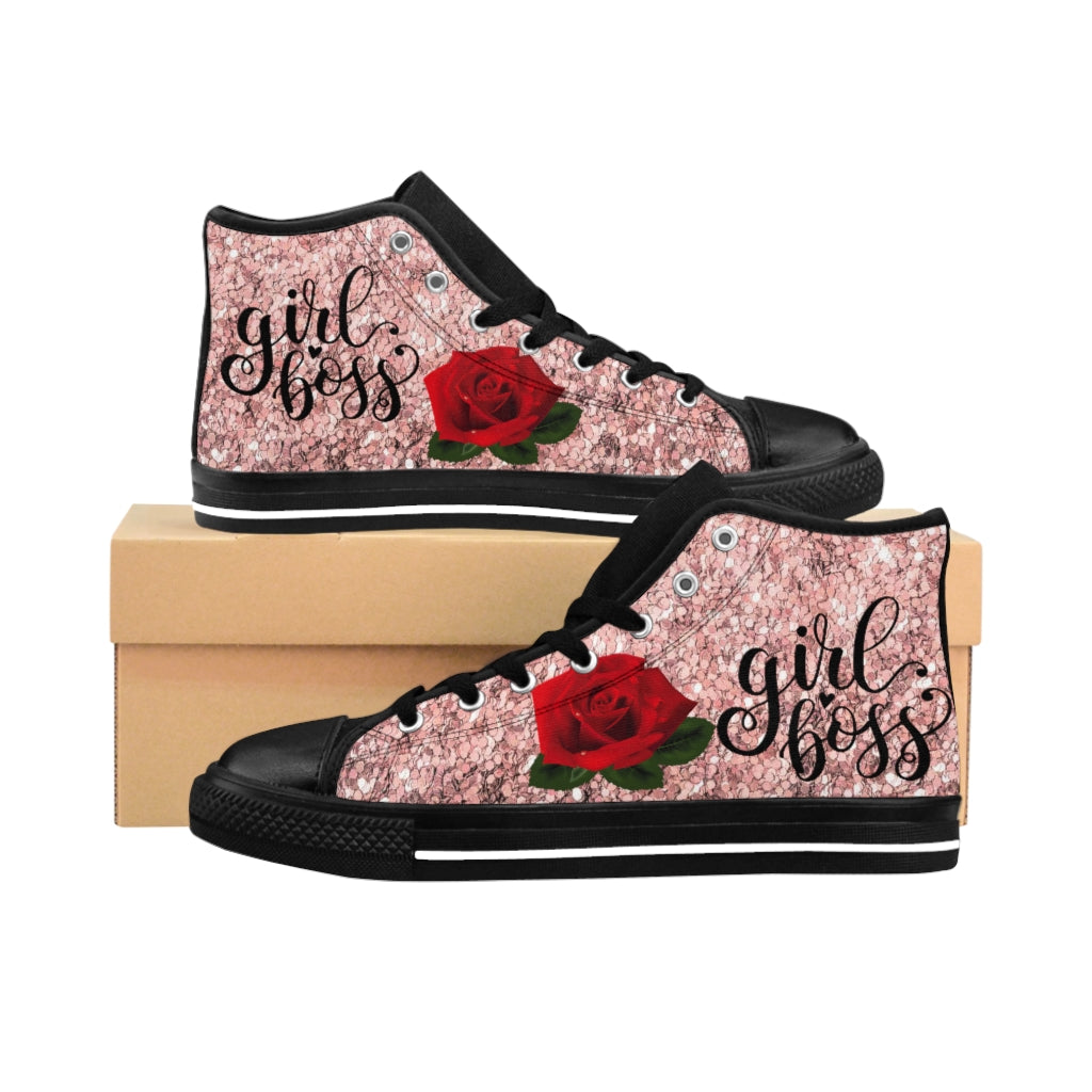 Girlboss & Roses Women's High-top Sneakers - Fearless Confidence Coufeax™