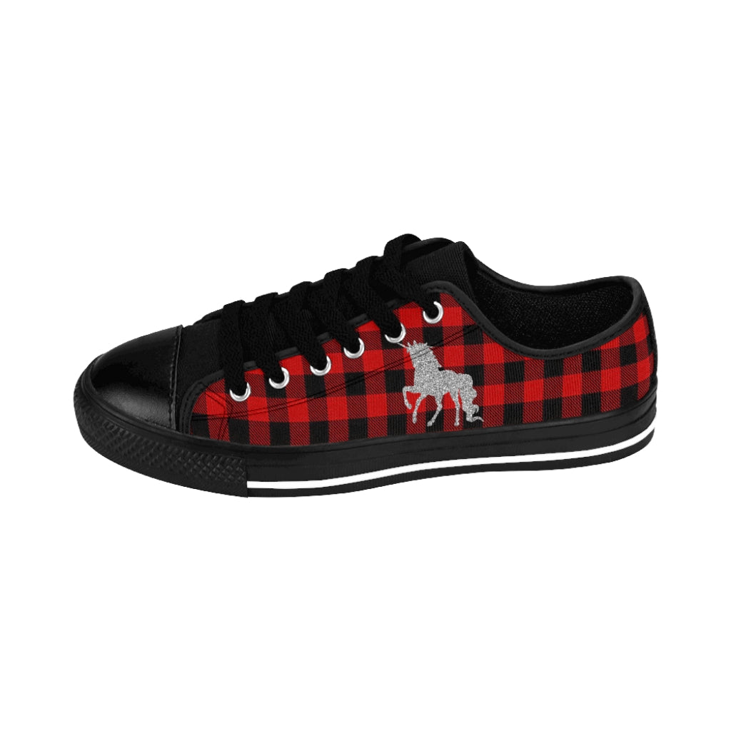 Unicorn/Buffalo Plaid Women's Sneakers - Fearless Confidence Coufeax™