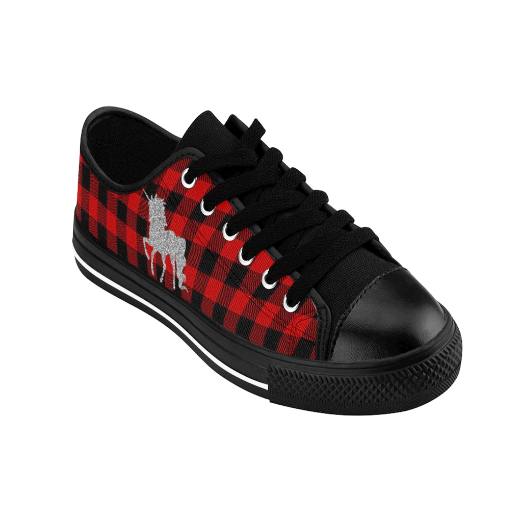 Unicorn/Buffalo Plaid Women's Sneakers - Fearless Confidence Coufeax™