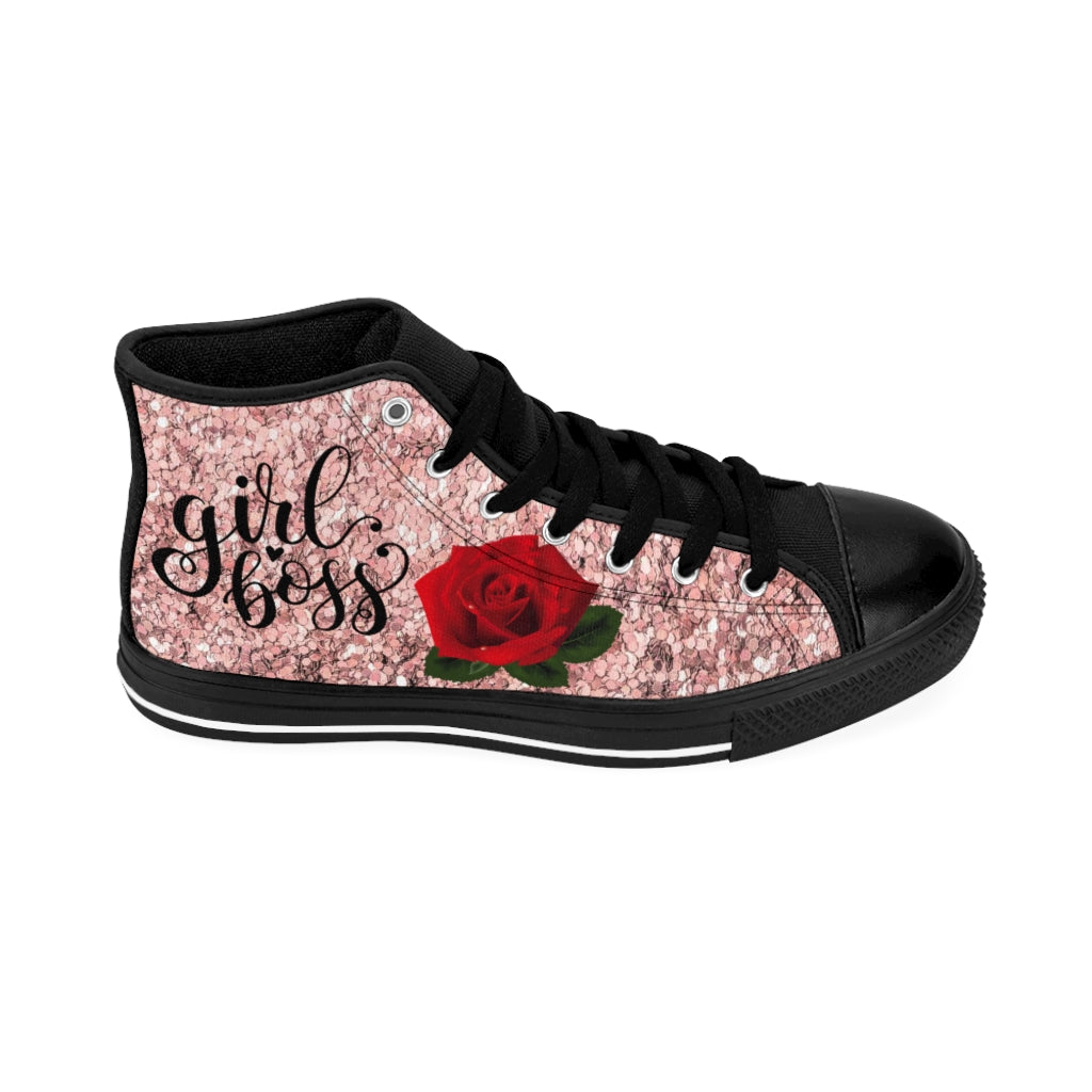 Girlboss & Roses Women's High-top Sneakers - Fearless Confidence Coufeax™