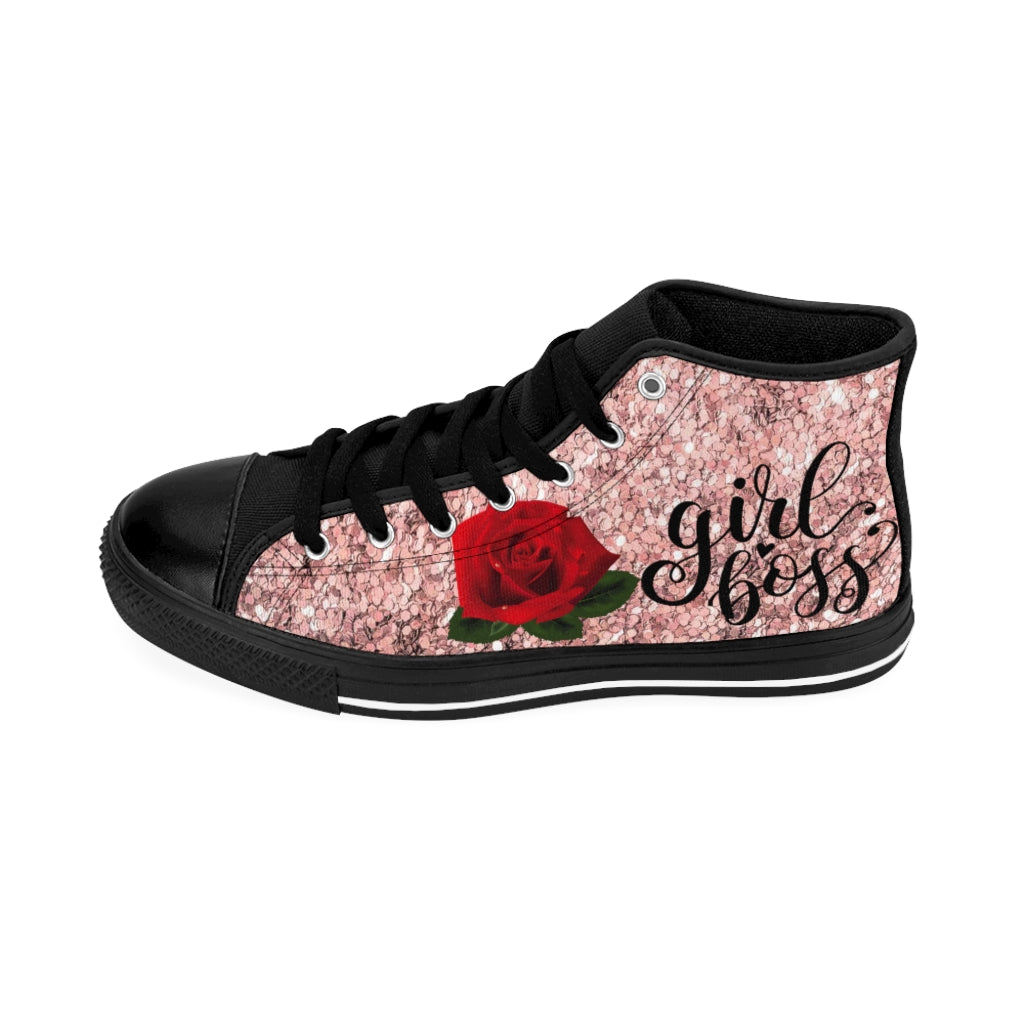 Girlboss & Roses Women's High-top Sneakers - Fearless Confidence Coufeax™