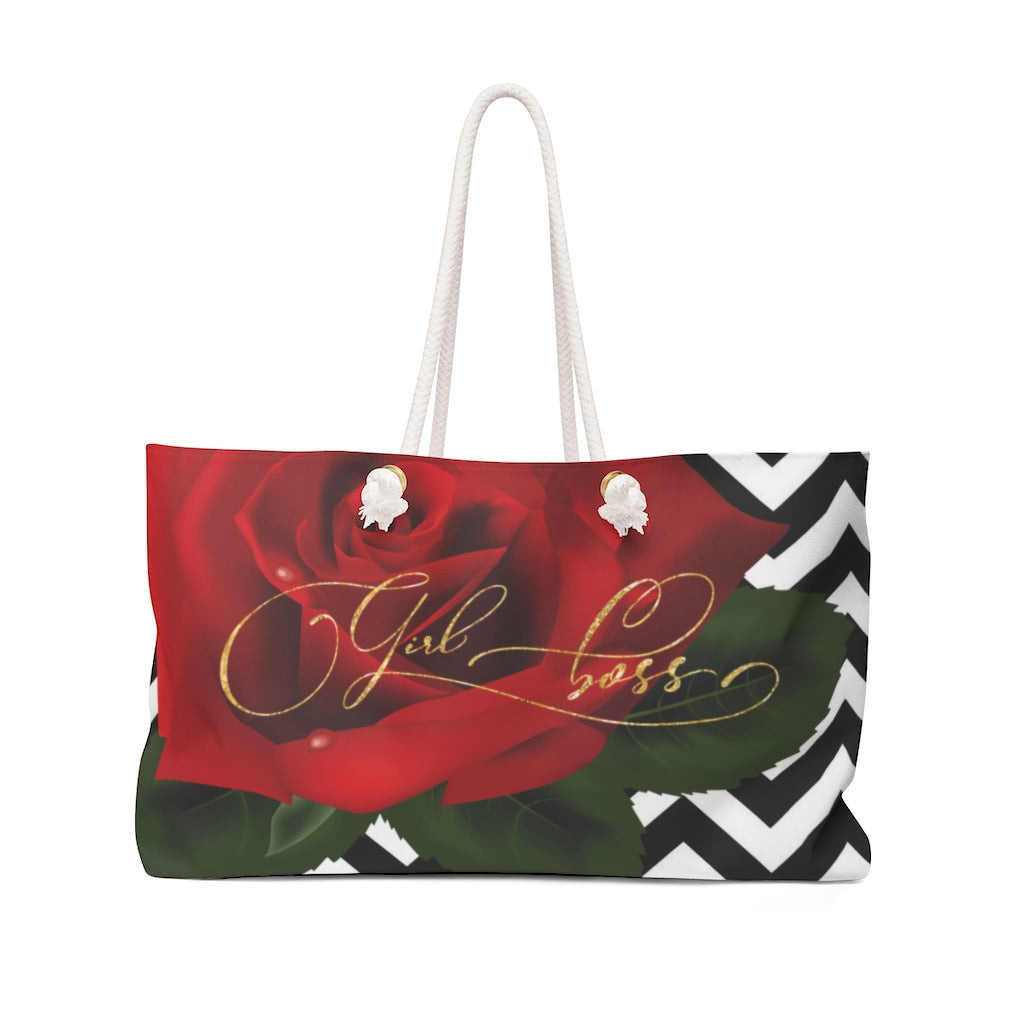 Girl Boss  Roses & Chevron Weekender Bag - Fearless Confidence Coufeax™