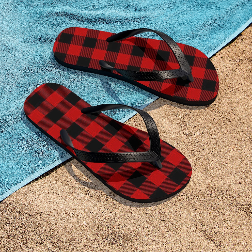 Buffalo Plaid Unisex Flip-Flops - Fearless Confidence Coufeax™