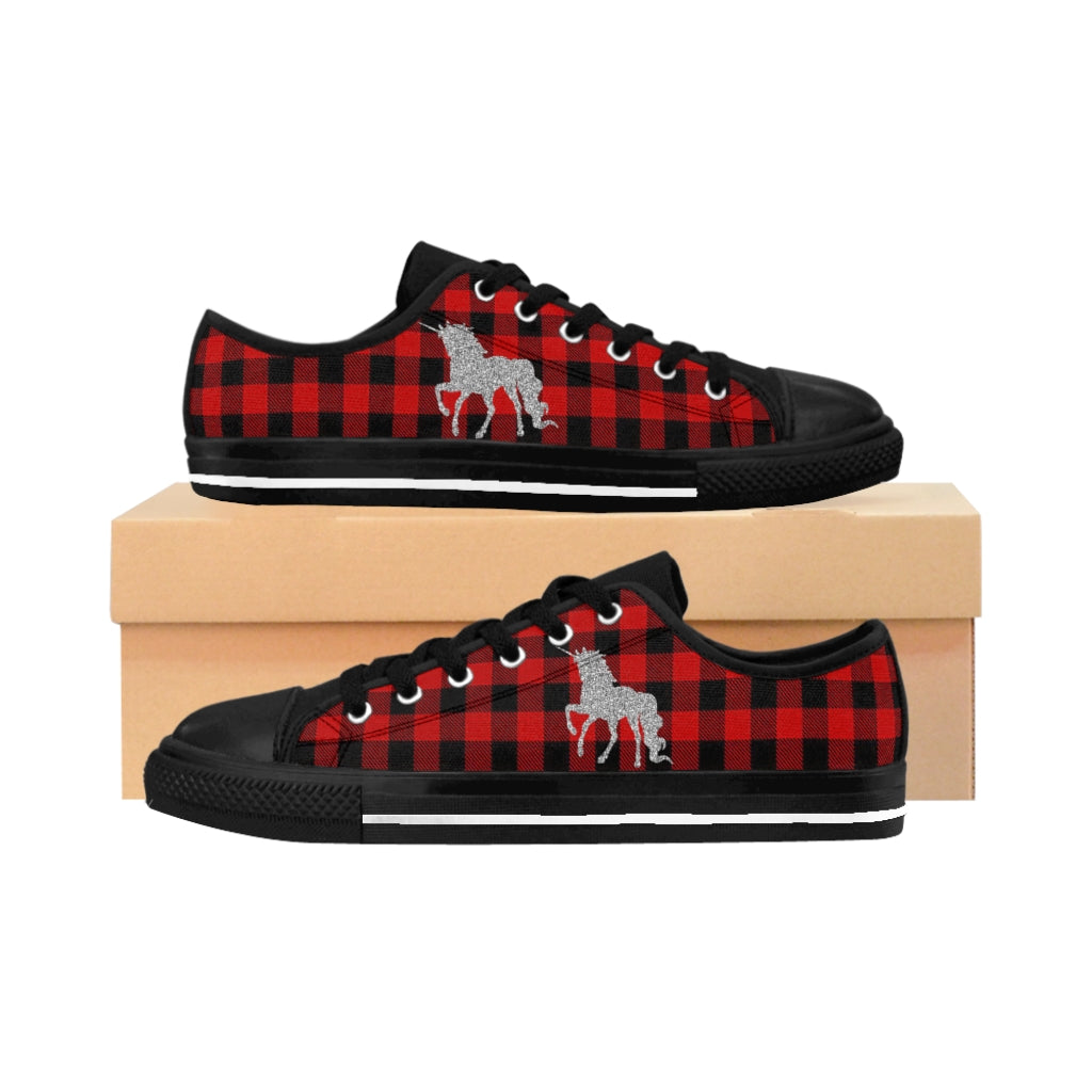 Unicorn/Buffalo Plaid Women's Sneakers - Fearless Confidence Coufeax™