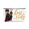 White & Gold Boss Lady  Makeup & Accessory Pouch w T-bottom - Fearless Confidence Coufeax™