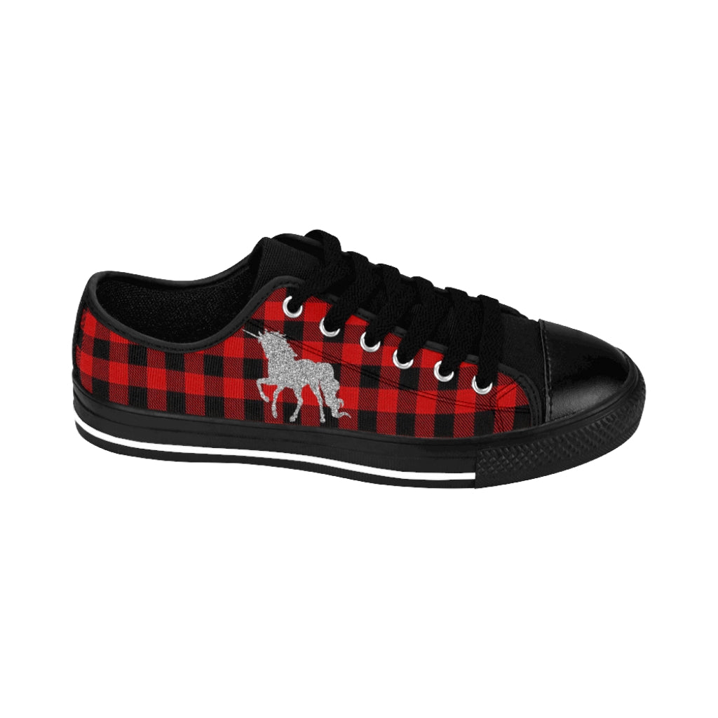 Unicorn/Buffalo Plaid Women's Sneakers - Fearless Confidence Coufeax™