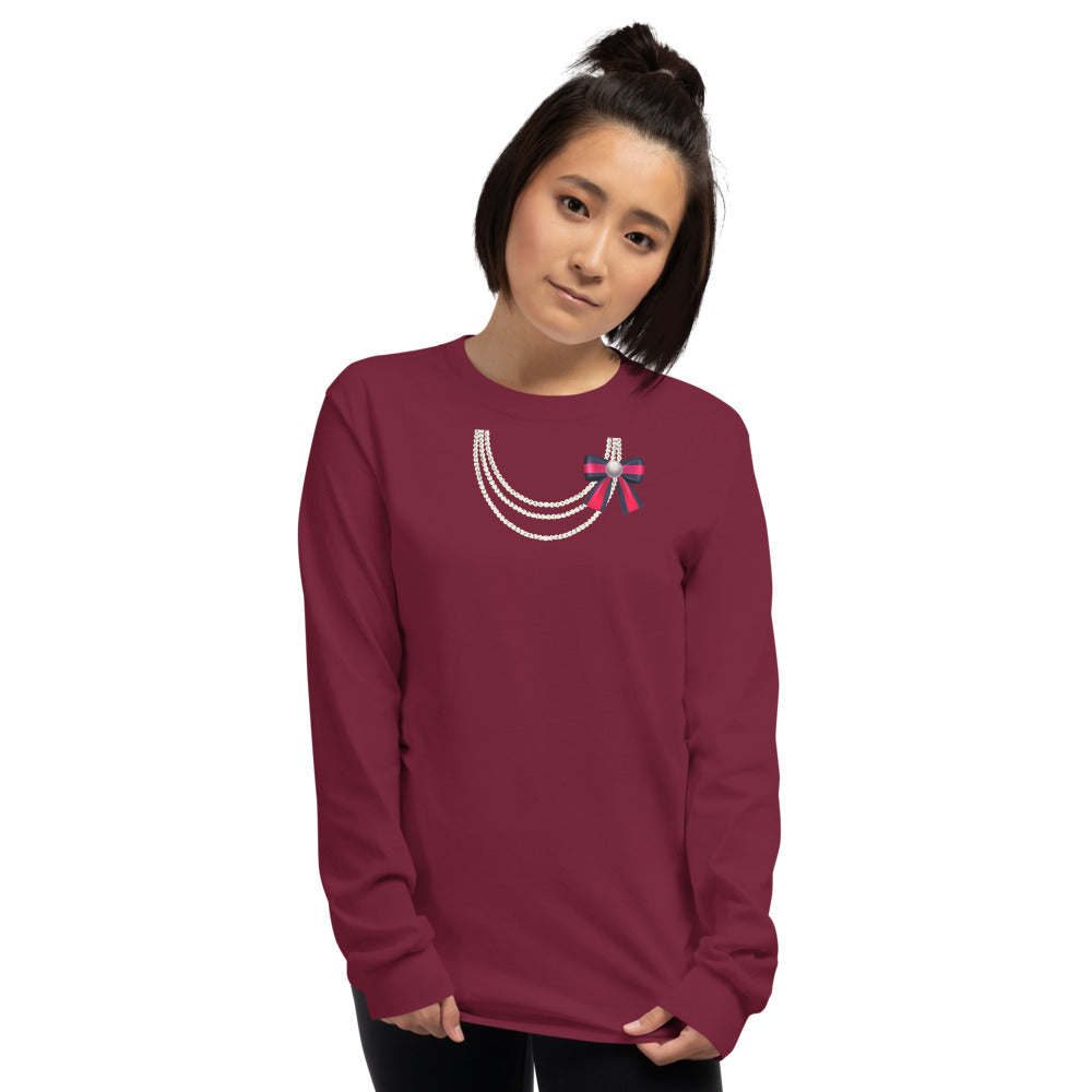 Pearl Necklace Long Sleeve Shirt - Fearless Confidence Coufeax™