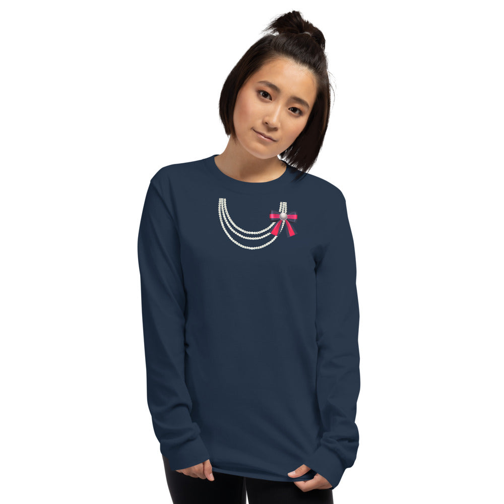 Pearl Necklace Long Sleeve Shirt - Fearless Confidence Coufeax™