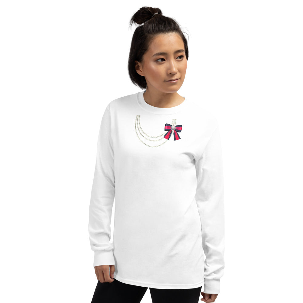 Pearl Necklace Long Sleeve Shirt - Fearless Confidence Coufeax™