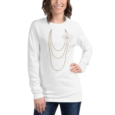Pearl & Necklace Long Sleeve Tee - Fearless Confidence Coufeax™