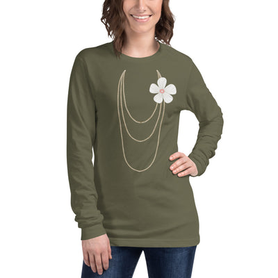 Pearl & Necklace Long Sleeve Tee - Fearless Confidence Coufeax™