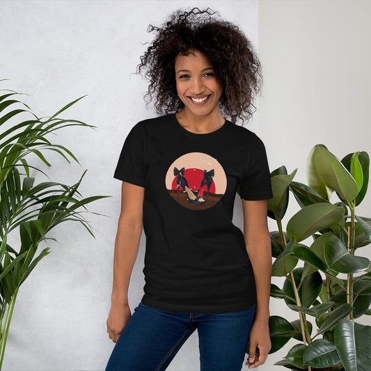 Bows & Red Bottoms Heels Sunset T-Shirt - Fearless Confidence Coufeax™