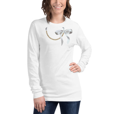 Cute Bow Pearl Necklace Long Sleeve Tee - Fearless Confidence Coufeax™