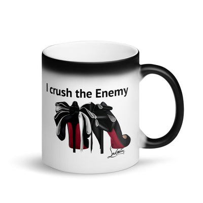 I Crush The Enemy Matte Black Magic Mug - Fearless Confidence Coufeax™