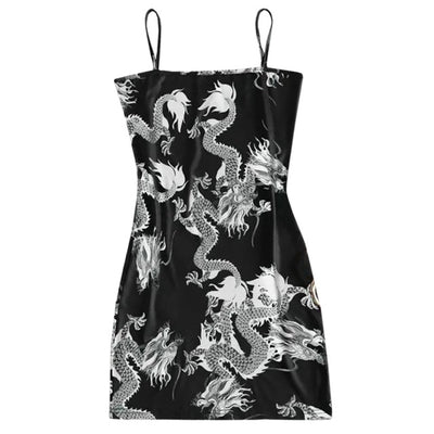 Dragon Pattern Sleeveless Split Hip Dress - Fearless Confidence Coufeax™