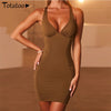 Lace Up V Neck Ruched Bodycon Mini Dress - Fearless Confidence Coufeax™