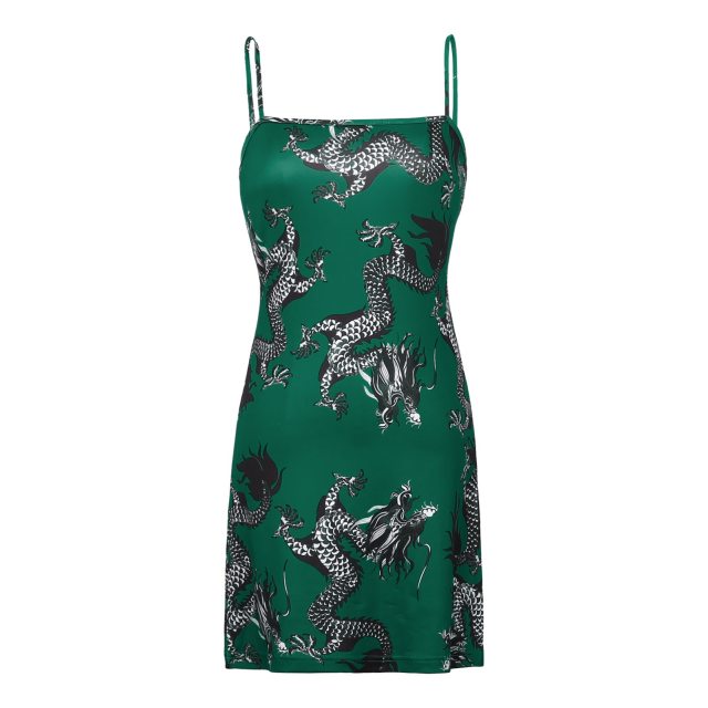 Dragon Pattern Sleeveless Split Hip Dress - Fearless Confidence Coufeax™