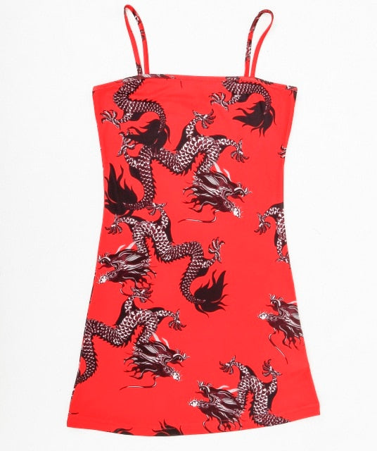 Dragon Pattern Sleeveless Split Hip Dress - Fearless Confidence Coufeax™