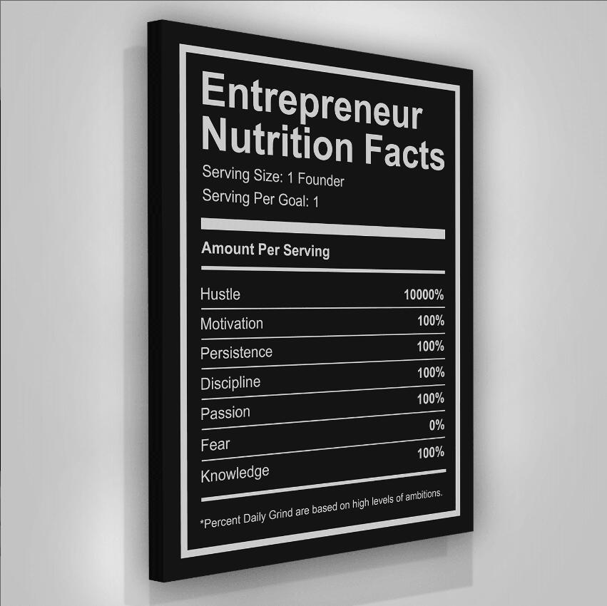 Entrepreneur Nutrition Facts Canvas Art Poster