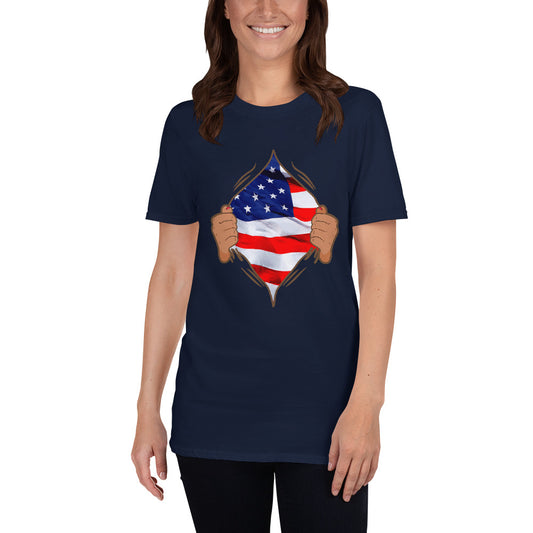 DIEHEART AMERICAN JULY 4TH Short-Sleev T-Shirt - Fearless Confidence Coufeax™