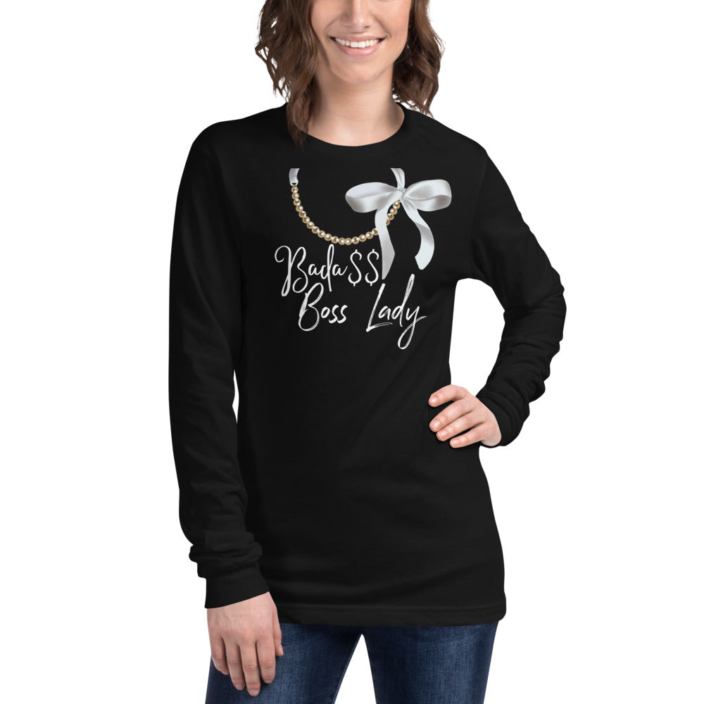 Pearl Necklace Long Sleeve Tee - Fearless Confidence Coufeax™