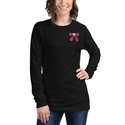 Pearl Colorblock Pocket  Bow Long Sleeve Tee - Fearless Confidence Coufeax™