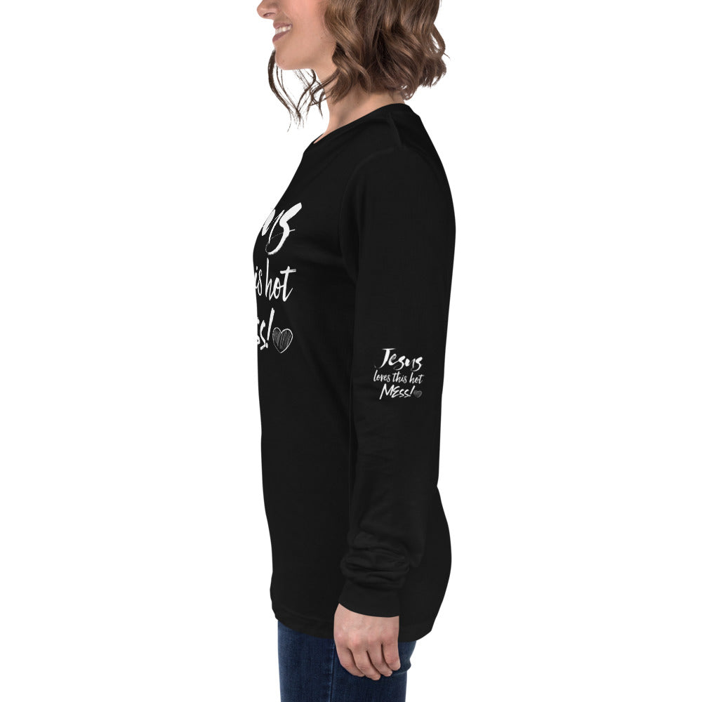 Jesus Loves This Hot Mess Long Sleeve Tee - Fearless Confidence Coufeax™