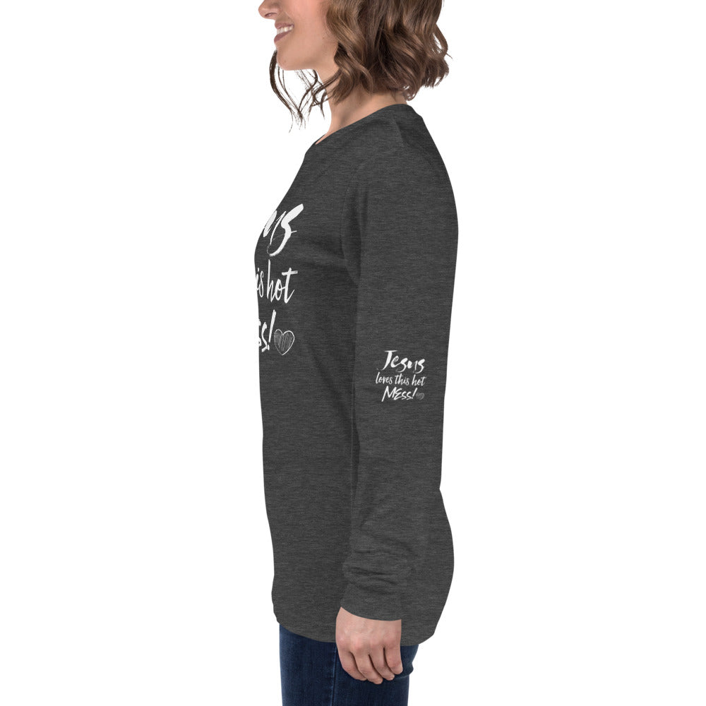 Jesus Loves This Hot Mess Long Sleeve Tee - Fearless Confidence Coufeax™