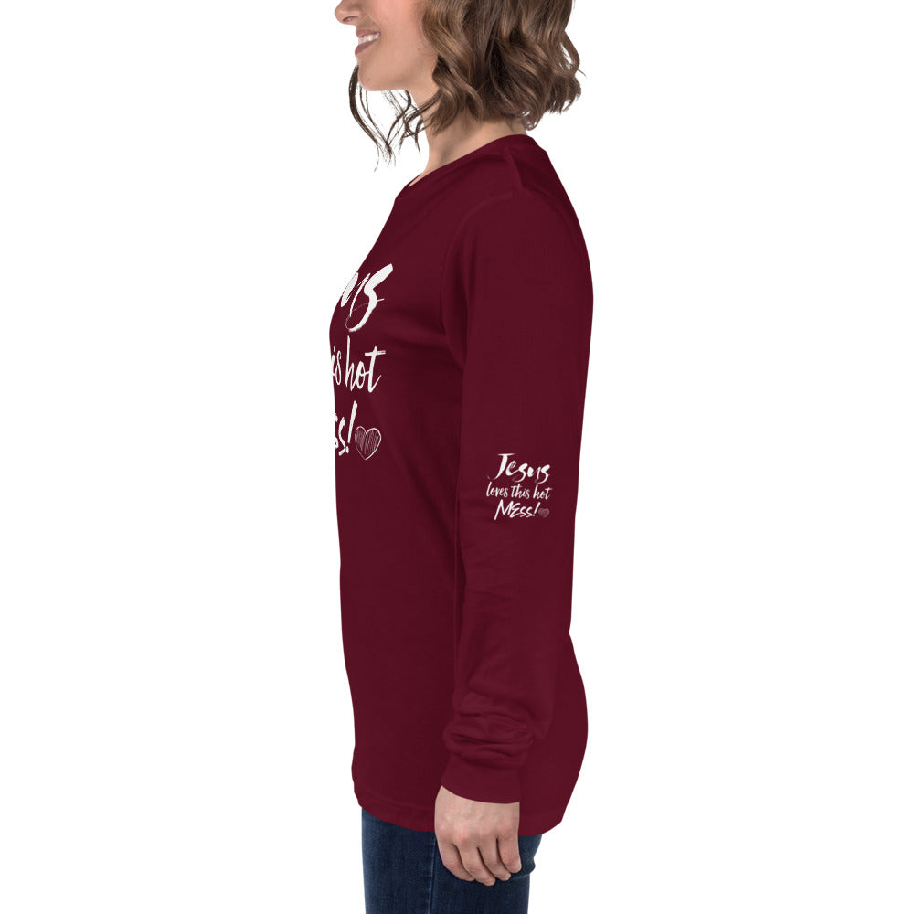 Jesus Loves This Hot Mess Long Sleeve Tee - Fearless Confidence Coufeax™