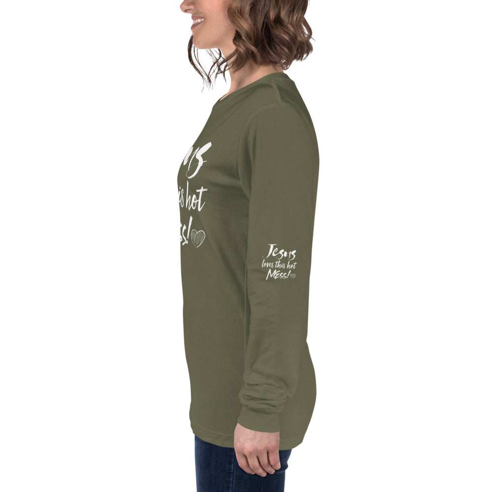 Jesus Loves This Hot Mess Long Sleeve Tee - Fearless Confidence Coufeax™