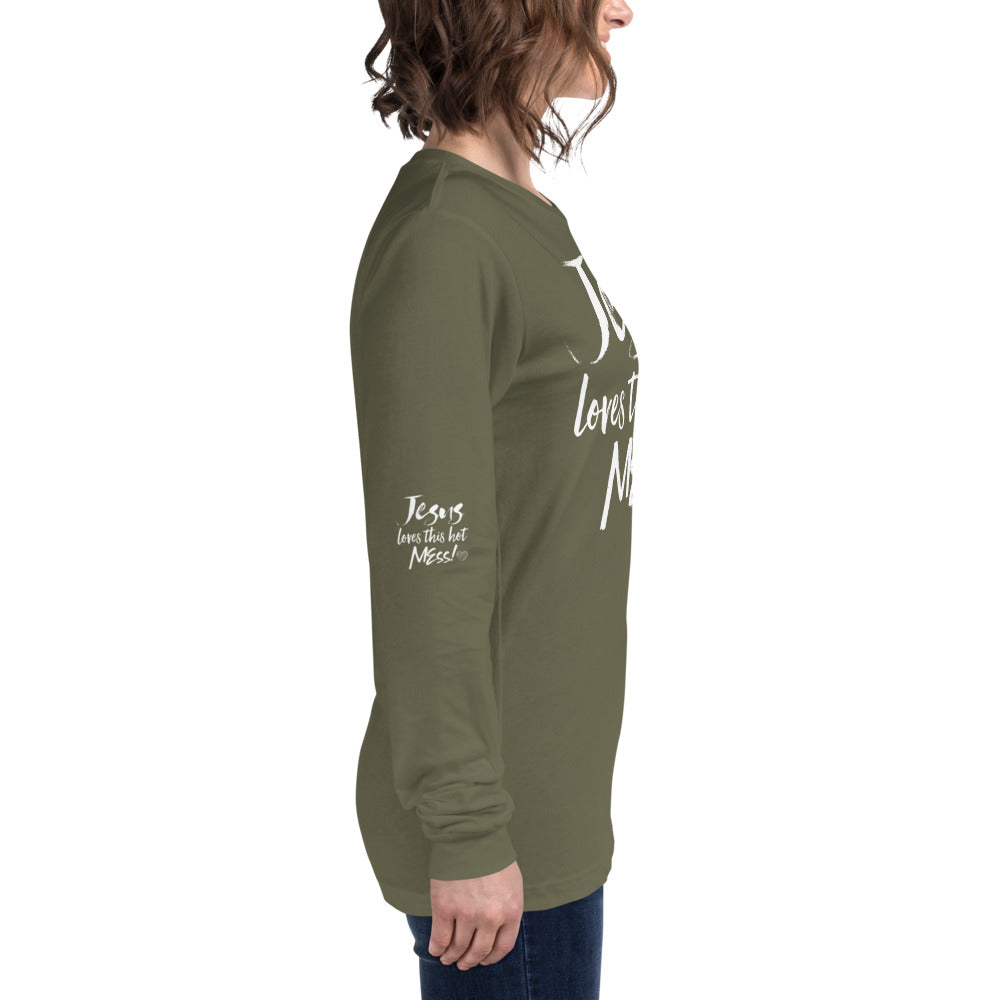 Jesus Loves This Hot Mess Long Sleeve Tee - Fearless Confidence Coufeax™