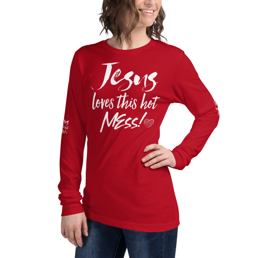 Jesus Loves This Hot Mess Long Sleeve Tee - Fearless Confidence Coufeax™