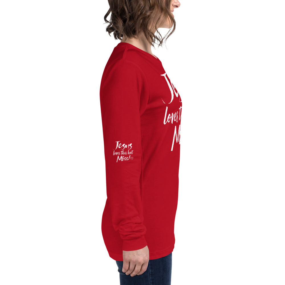 Jesus Loves This Hot Mess Long Sleeve Tee - Fearless Confidence Coufeax™