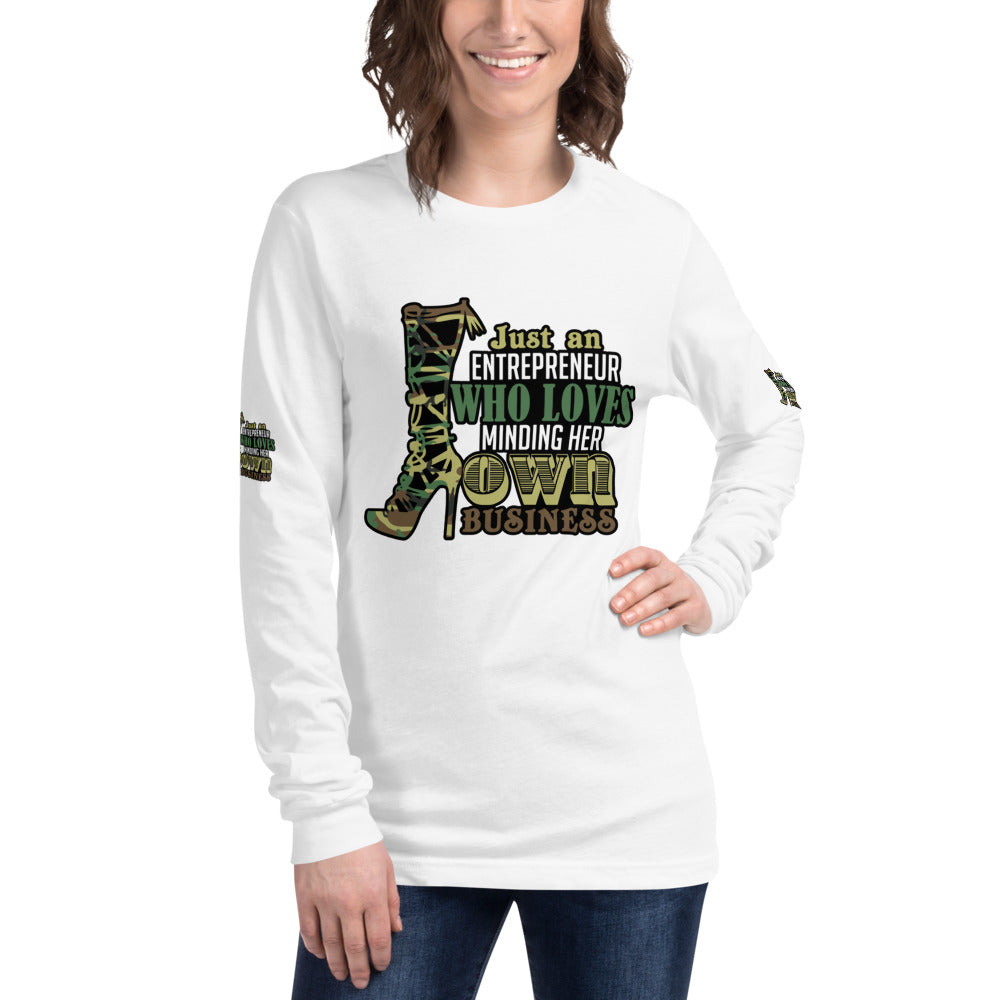 Just An Entrepreneur Minding Her Own Business Long Sleeve Tee - Fearless Confidence Coufeax™