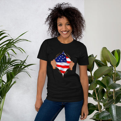 DIE HEART AMERICAN JULY 4TH Short-Sleev T-Shirt - Fearless Confidence Coufeax™