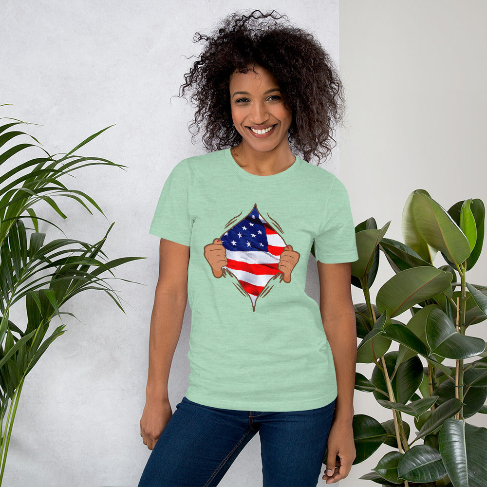 DIE HEART AMERICAN JULY 4TH Short-Sleev T-Shirt - Fearless Confidence Coufeax™