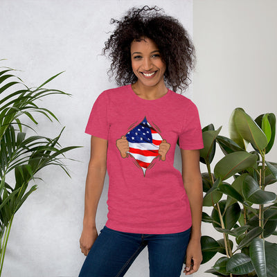 DIE HEART AMERICAN JULY 4TH Short-Sleev T-Shirt - Fearless Confidence Coufeax™