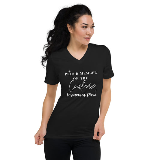 PROUD MEMEBER Short Sleeve V-Neck T-Shirt - Fearless Confidence Coufeax™