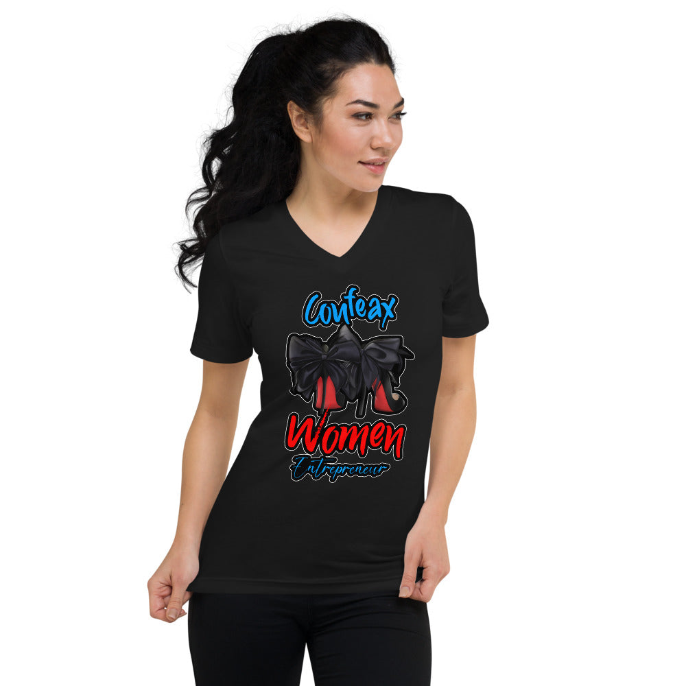 Coufeax Women Entrepreneur Short Sleeve V-Neck T-Shirt - Fearless Confidence Coufeax™