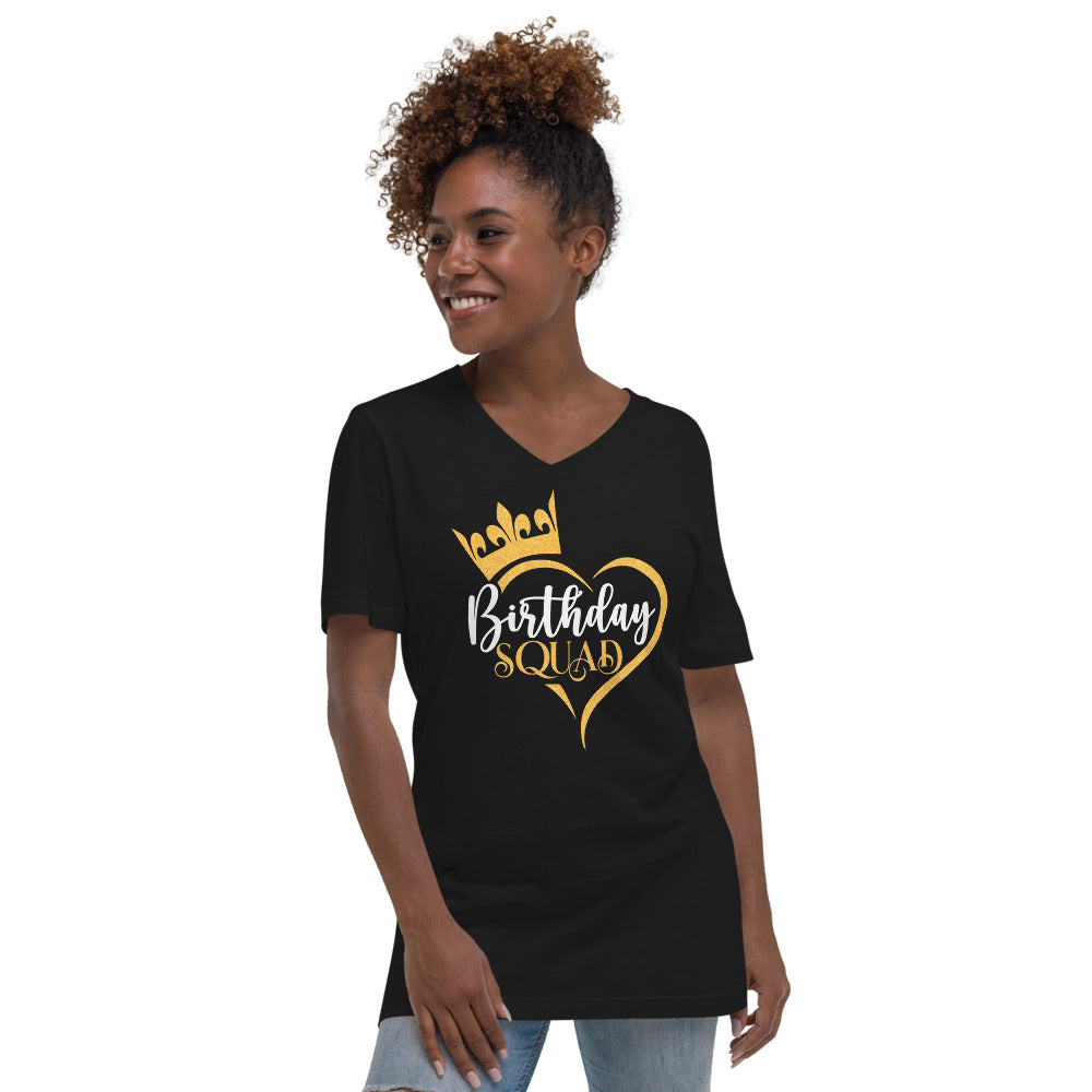 Birthday Squad Short Sleeve V-Neck T-Shirt - Fearless Confidence Coufeax™