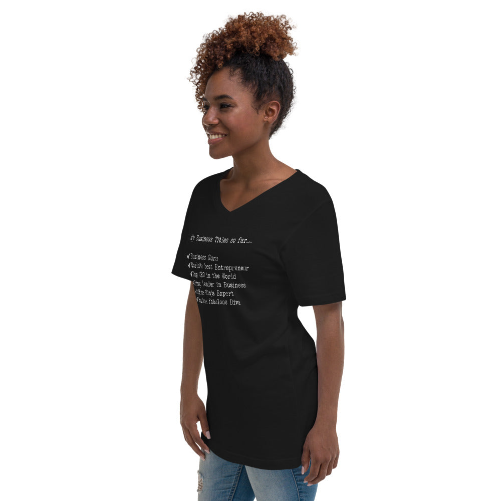 My Business Titles Short Sleeve V-Neck T-Shirt - Fearless Confidence Coufeax™