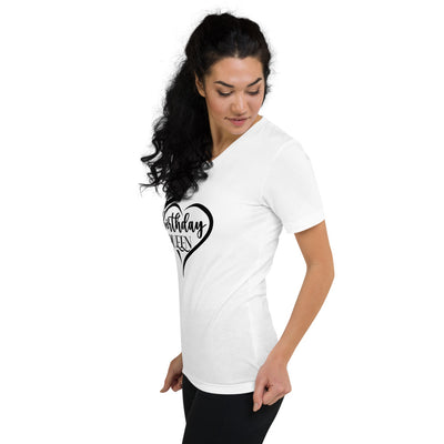 Birthday Queen Short Sleeve V-Neck T-Shirt - Fearless Confidence Coufeax™