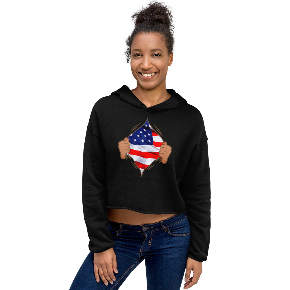 DIE HARD AMERICAN JULY 4TH Crop Hoodie - Fearless Confidence Coufeax™