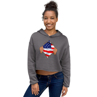 DIE HARD AMERICAN JULY 4TH Crop Hoodie - Fearless Confidence Coufeax™
