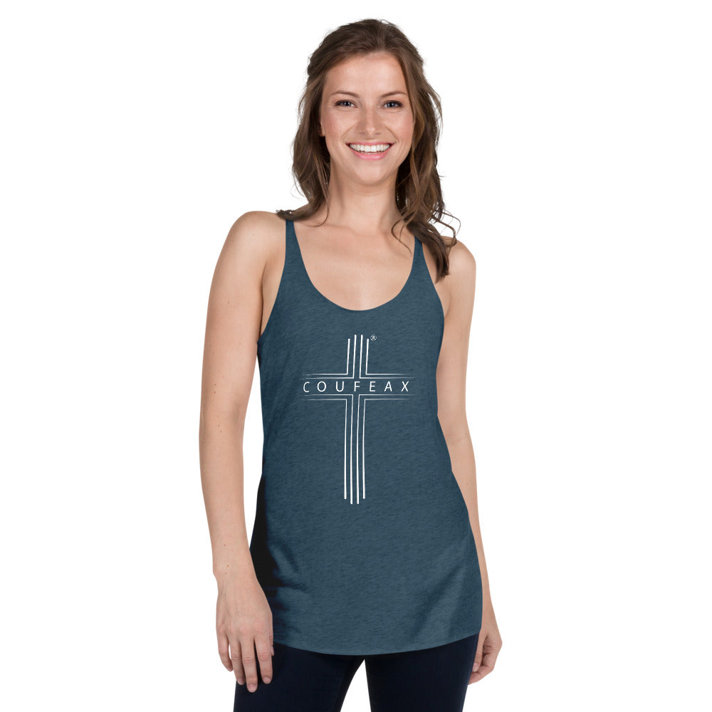 COUFEAX MINIMALIST CROSS Women's Racerback Tank - Fearless Confidence Coufeax™