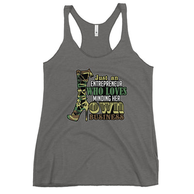 JUST AN ENTREPRENEUR MINDING HER OWN BUSINESS Women's Racerback Tank - Fearless Confidence Coufeax™